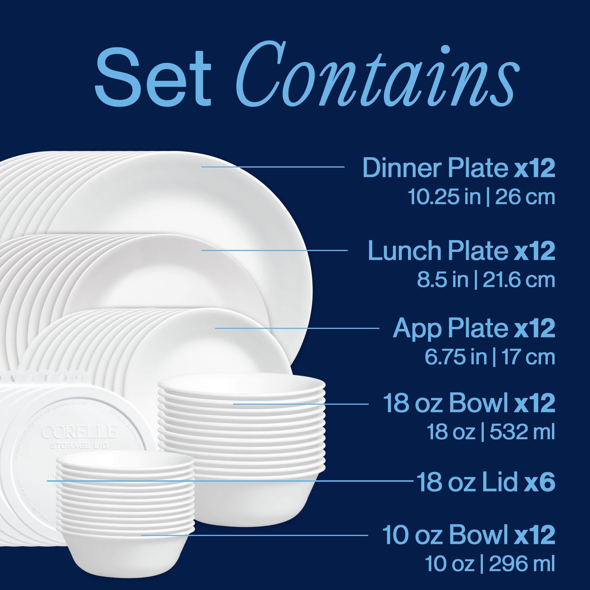 Corelle® Winter Frost White 66-piece Dinnerware Set, Service for 12 - Image 3