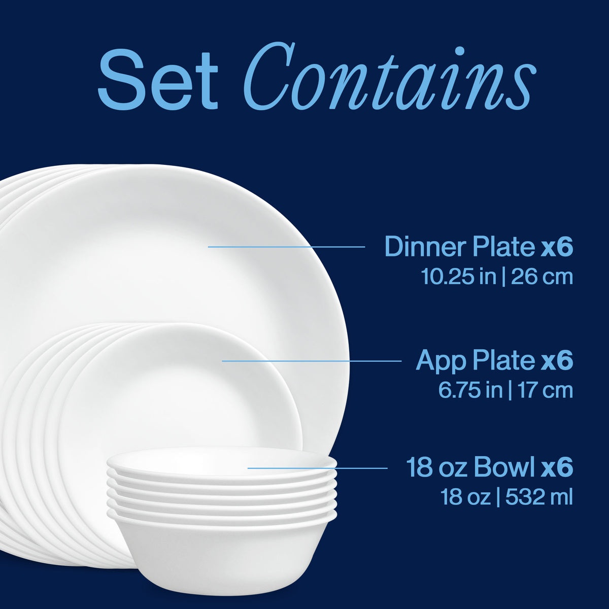 Corelle® Winter Frost White 18-piece Dinnerware Set, Service for 6 - Image 3