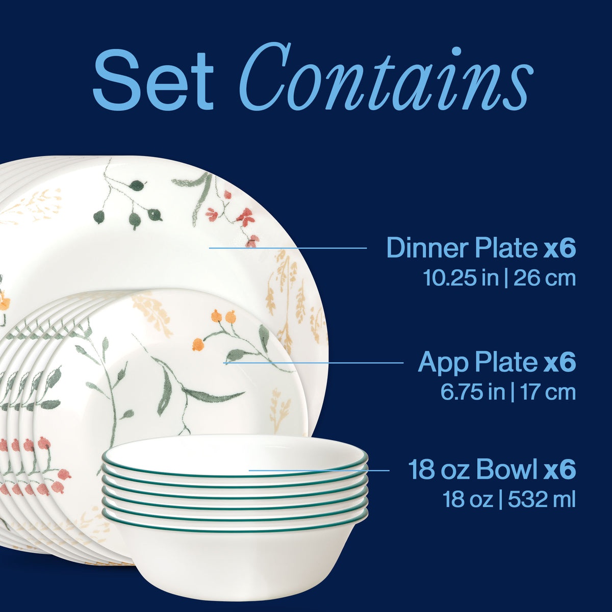 Corelle® Wildflower Scatter 18-piece Dinnerware Set, Service for 6 - Image 3