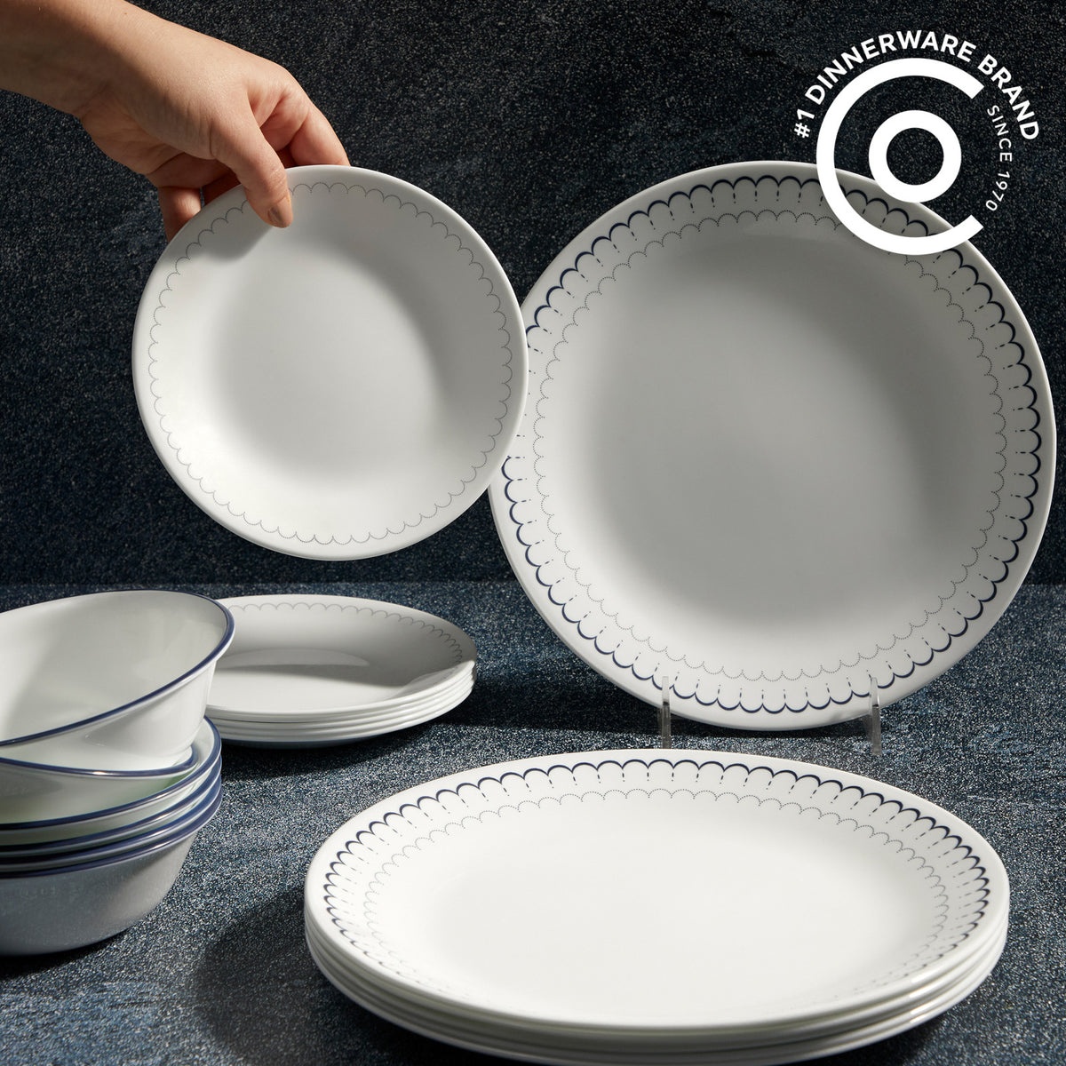 Corelle® Caspian Lace 66-piece Dinnerware Set, Service for 12 - Image 2