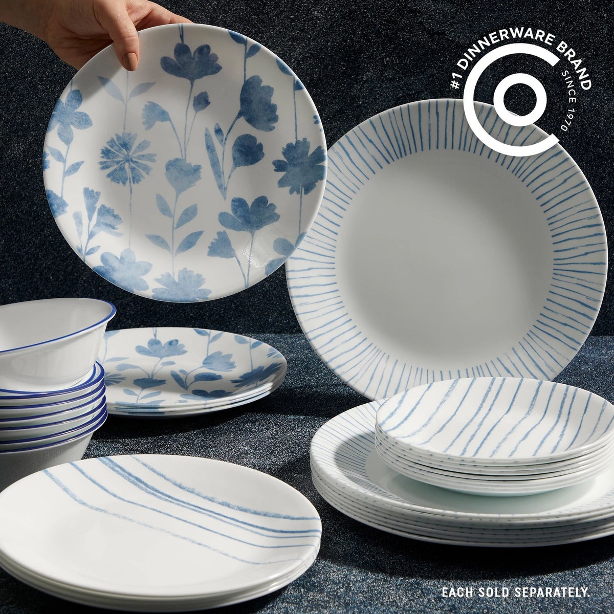 Corelle® Botanical Stripes 8.5" Salad Plate, Floral - Image 4