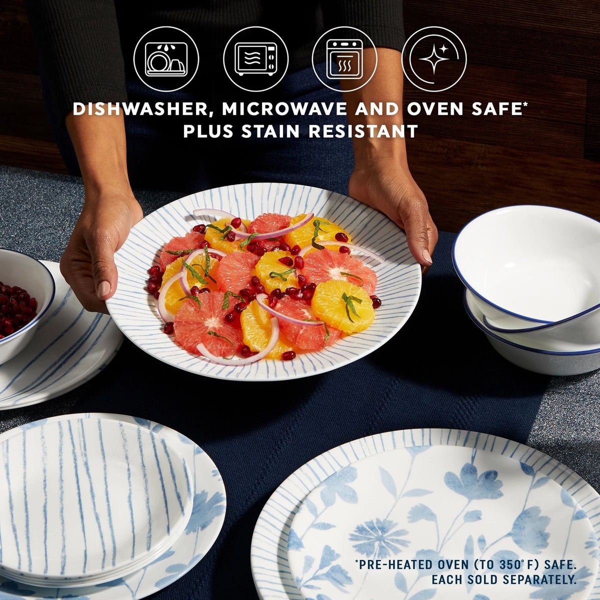 Corelle® Botanical Stripes 8.5" Salad Plates, 6 Pack - Image 4