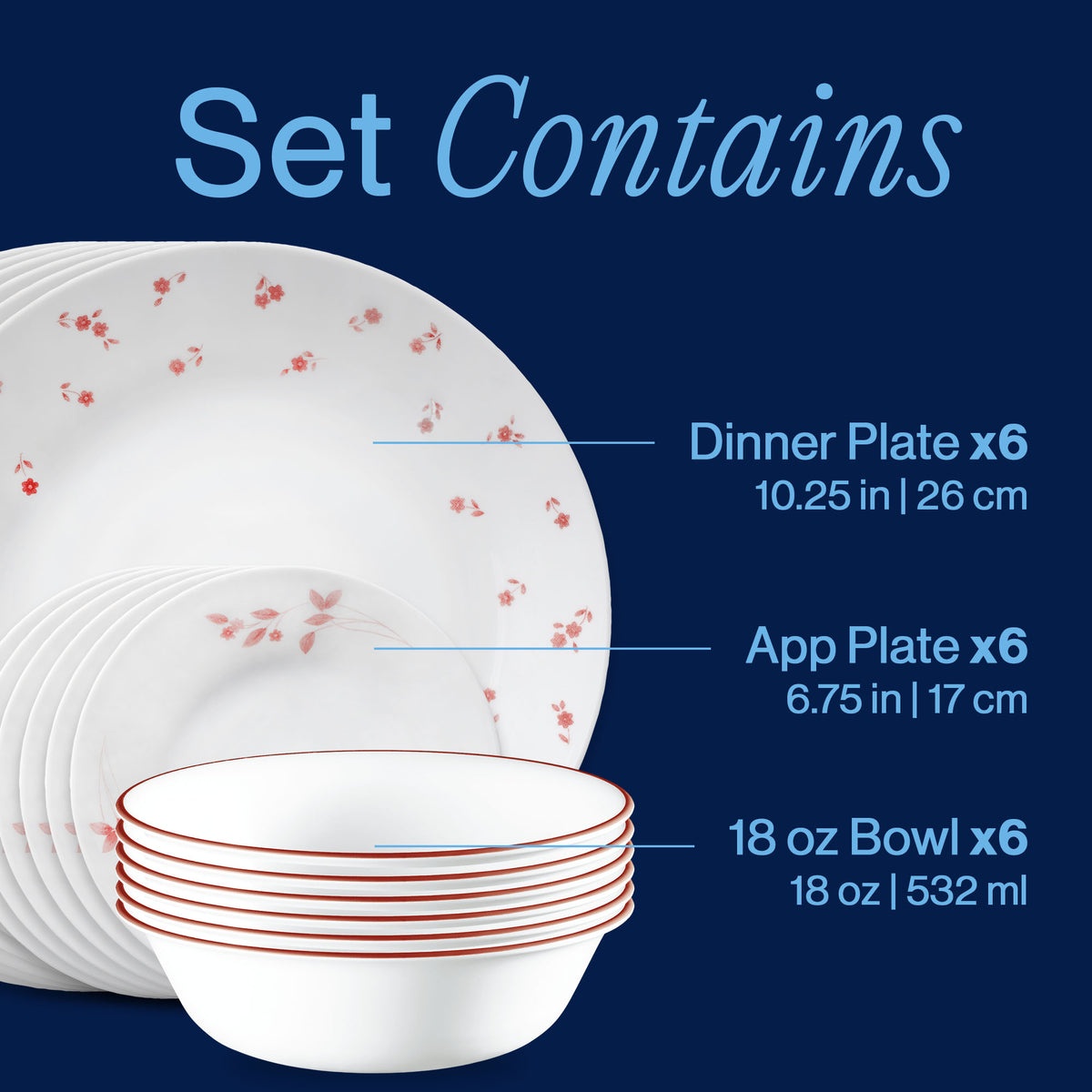 Corelle® Sweet Flora 18-piece Dinnerware Set, Service for 6 - Image 3