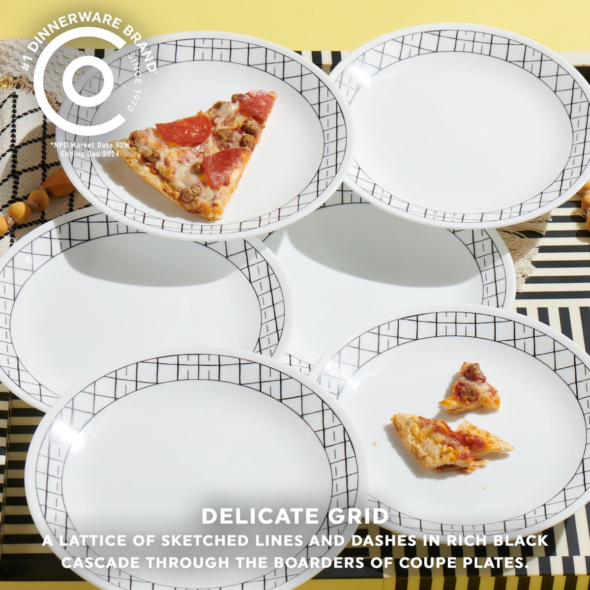 Corelle® Delicate Grid 8.5" Lunch Plate, 6-pack - Image 2