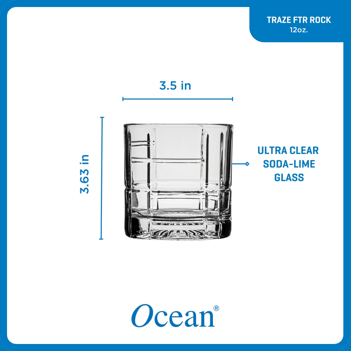 Ocean Glass Traze FTR Rocks Glasses (4-Pieces), 12-ounce, Dishwasher Safe - Image 3