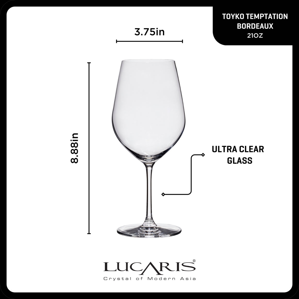 Lucaris Tokyo Temptation Bordeaux Glasses (4-Pieces), 21-ounce, Dishwasher Safe, Lead-free Crystalline - Image 3
